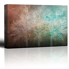 White Trees Over a Bright Background with The Primary Colors