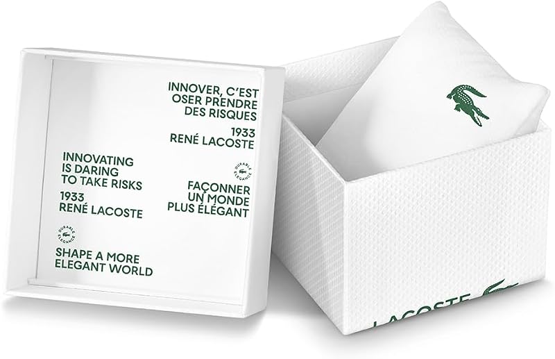 Relógio feminino com movimento de quartzo de três mãos Coleção LACOSTE.12.12 Flow com tira de silicone cor champanhe - 2001385