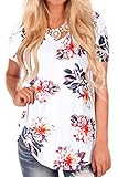 NIASHOT Women Short Sleeve V-Neck Floral Printed Blouse Casual Tops T Shirt S