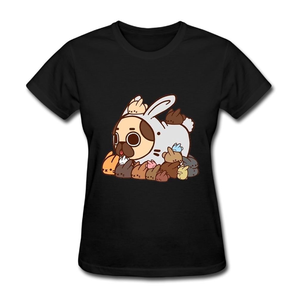 Oyavdsznq Pug Rabbit Party Black Shirts Short Sleeve