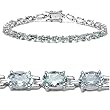 Bold 8.80 Carat Genuine Aquamarine Ovals Eternity Sterling Silver Bracelet