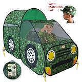 WOOHOO TOYS Kid's Camouflage Play Tent - Army/Military Style Children Toy Truck Offers Great Fun for Boys & Girls, Camo Pop Up Car Playhouse for Indoor or Outdoor | Portable, Easy Assembly