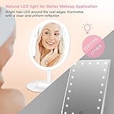 BESTOPE LED Makeup Mirror with 1X/10X Magnification, Natural Lighted Vanity Mirror Touch Screen, USB & Battery Power Supply, Oval Shaped Dimmable Countertop Cosmetic Makeup Mirror
