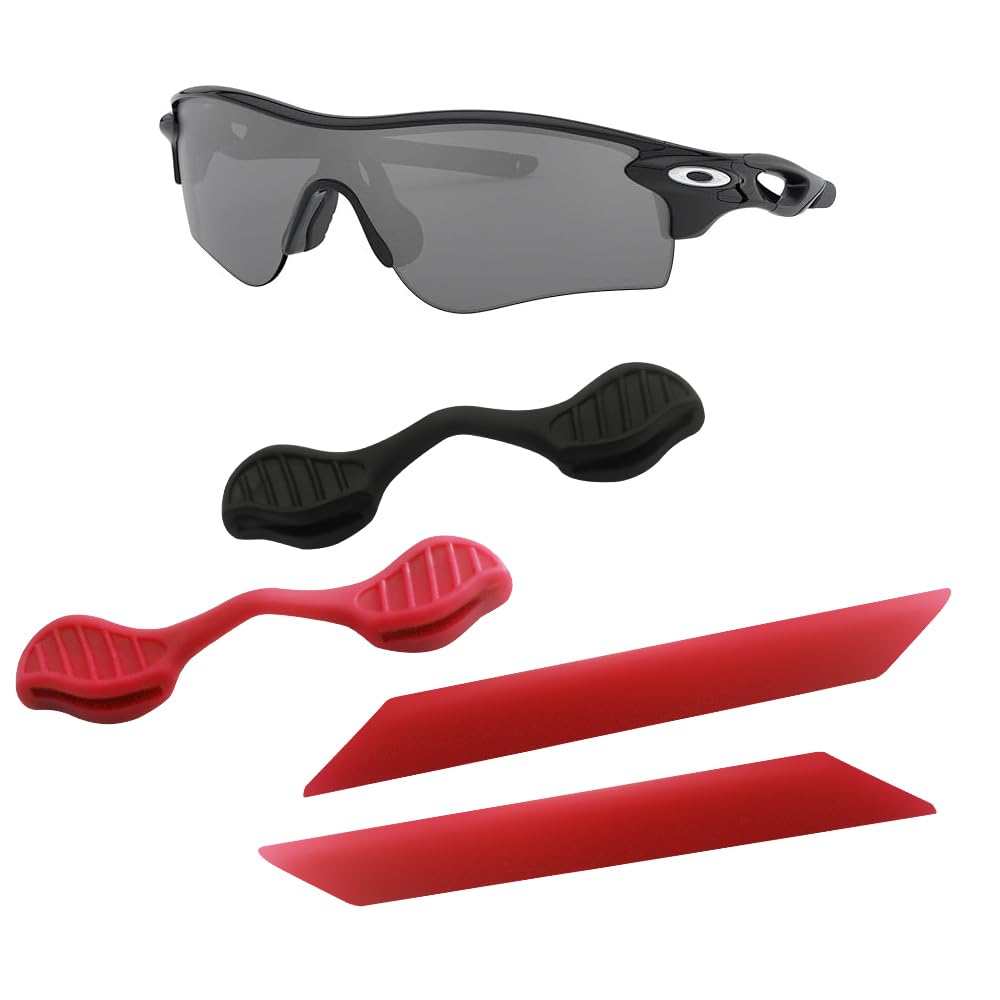 HiCycle2 Sunglasses nose pads Replacement for Oakley Radar Path/RadarLock Path/Radar EV Path Series Sunglass Repair Kits(Red Temple+(red&Black) Nose Pads)