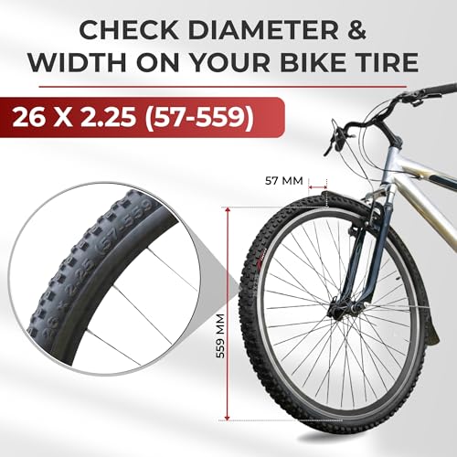 Fincci Bici Copertoni mtb 26 x 2.25 - Coppia Pieghevole Nero Pneumatici con 2 camera d’aria Schrader 57-559 - Biciclette Gomme 26" per Adulto Donna e Uomo - Imballaggio Accessori per Mountain & E bike