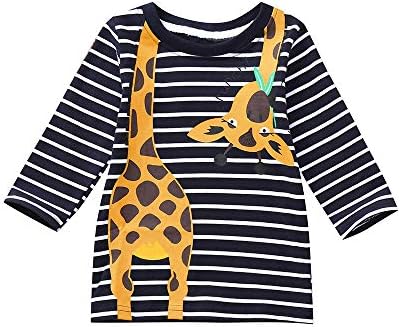 POIUDE Boy Clothes Baby Boy Girl Long Sleeve Giraffe Print Stripe T-Shirt Tops Clothes