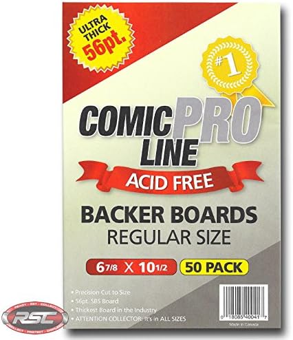 Comic Pro Line Backer Boards Ultra Thick 56pt"Regular" Size Measures 6-7/8" x 10-1/2"