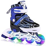 ANCHEER Inline Skates Adjustable with Light Up Wheels Beginner Roller Fun Flashing Illuminating Roller Skates for Kids Boys and Girls and 3 Sizes.