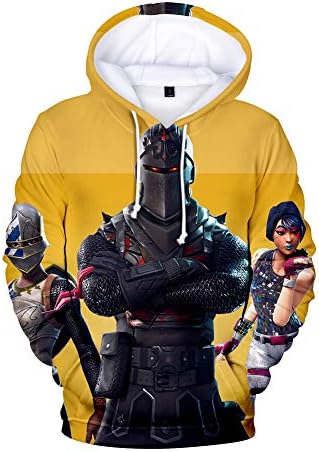 YLYX 3D Printing Game Cartoon Hooded Sweater Hoodie Loose Version Gifts for Boys Girls Kids Jacket with Hat Long Sleeve Plus Velvet Leisure Winter Sports Coat Cotton7 8 9 10 11 12 13 14 15,F12,XS