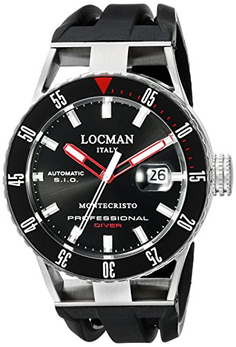 Locman Italy Men's 051300KRBKNKSIK Montecristo Professional Divers Automatic Analog Display Automatic Self Wind Black Watch Locman Italy Men's 051300KRBKNKSIK Montecristo Professional Divers Automatic Analog Display Automatic Self Wind Black Watch