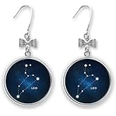 Leo Constellation Zodiac Sign Bow Earrings Drop Stud Pierced Hook