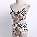 Women's Sexy Floral Print Ruffle Off Shoulder Bikini Swimsuit (Tag L -- US 8, B)