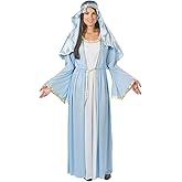 Fun Express Virgin Mary Costume for Women - Biblical Christmas Costumes for Adults | Deluxe Blue Robe with Gold Trim & Headpiece for Nativity Plays, Church Events & Holiday Performances