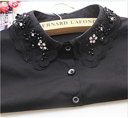 dingdangbell Women's Girls Diamond Flower Half Shirt Fake False Faux Collar Necklace Tie