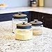 Anchor Hocking Montana Glass Jars with Fresh Seal Lids Canister Set, Black Metal, 3-Piece Set