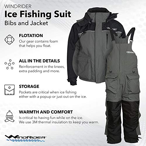 WindRider Ice Fishing Suit Insulated Bibs and Jacket Flotation