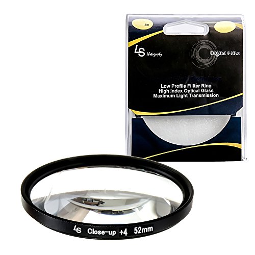 LS Photography 52mm Macro Close-up Filter + 4, Lens Accessory for Nikon, Canon, Pentax, DSLR Camera Lens Filter, LGG257