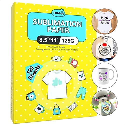 Tonha Sublimation Paper Heat Transfer Paper 8.5x11 Inch 120 Sheets 125G