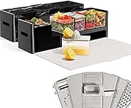 Prepdeck Recipe Preparation Kit and Storage, 8 Premium Prepping Tools, Cutting Board with 15 Tritan Plastic Fo