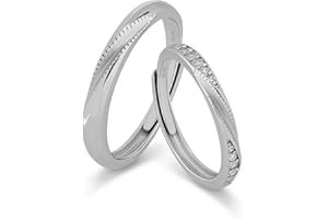 Meissa 925 Sterling Silver Size Adjustable Couple Rings for Men and Women Handmade Matching Promise Rings Personalized Weddin