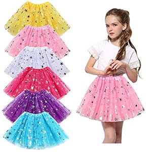 Tacobear 6 stuks tule rok meisjes roze wit blauw tule rok pailletten tutu kinderen tule rok dansrok ballet rok tutu rok…