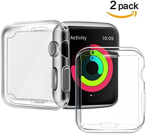 Apple Watch Series 2 Series 3 Case 42mm ,POPANK [2PCS] iWatch 3 Soft TPU [HD Clear] [full coverage] Screen Protector All-around Protective Ultra-thin Case Cover for Apple Watch Series 2 Series 3 42mm
