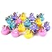 Blue Panda Unicorn Rubber Ducks Set - 16-Count Mini Rubber Duckies Assortment, Unicorn-Themed Floating Baby Bath Toys for Children, Toddlers, 4 Assorted Colors - 2.75 x 2.37 x 2 inches