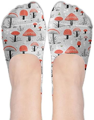 DISXHSH Thin Hidden No Show Liner Pink Mushrooms In Snow Athletic Running Socks Non Slip Flat Boat Line