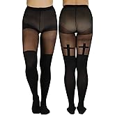 ToBeInStyle Women's Full Footed Gothic Cross Pantyhose
