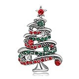 Bluelans Multicolor Rhinestone Christmas Tree Brooch Pin Women's Breastpin Jewelry Gift (Silver)