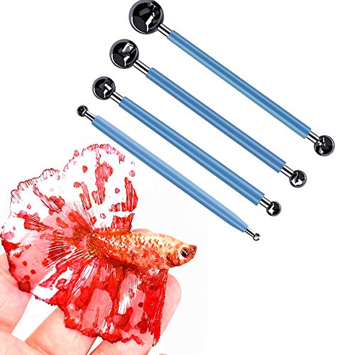 Clay Sculpting Tools Set 14 Pcs,Sageme 10 Pcs Modeling Clay Rubber Brushes Silicone Sculpting and 4 Pcs Polymer Clay Balls Tools Double Ended Dotting Tool Kit (14 Pcs Kit) - Thumbnail 5