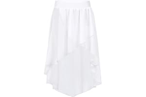Moily Big Girls High Low Dance Skirts Ballet Modern Jazz Lyrical Studio Practice Costume with Elastic Waistband