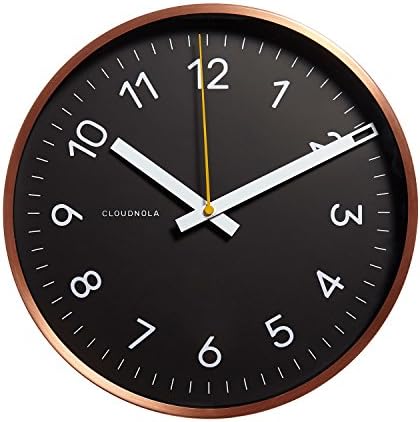 Cloudnola Now Black and Copper Wall Clock Diam 12