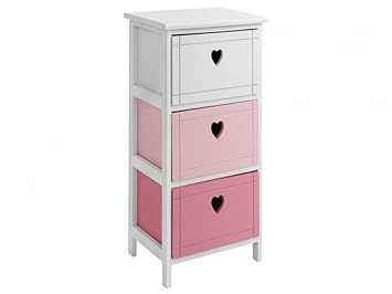 Fads Homestyle Octavia Kids Chest Drawers 3 Drawer Pink White