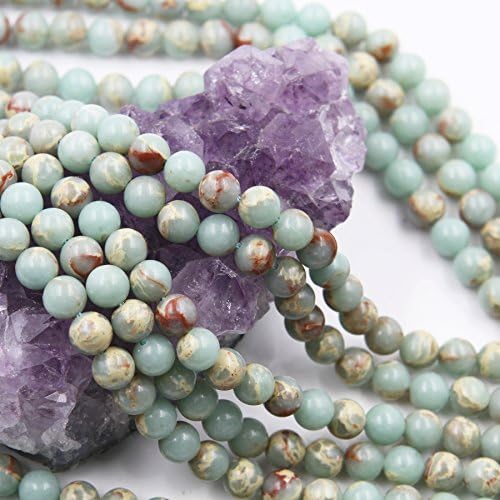 64 pcs 6mm Aqua Terra African Opal Impression Jasper (N) Loose Spacer Beads Round 15.5 inch Strand