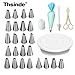 Thsinde 29 Pcs Cake Decorating Supplies Tip with Turncake Turntable Rotating Cake Stand and Stainless Steel Icing Tip and Cake Brush and Cutter
