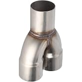 Exhaust Pipe, Universal Stainless Exhaust Y Pipe Adapter 2.5in OD inlet to 2.5in ID Dual