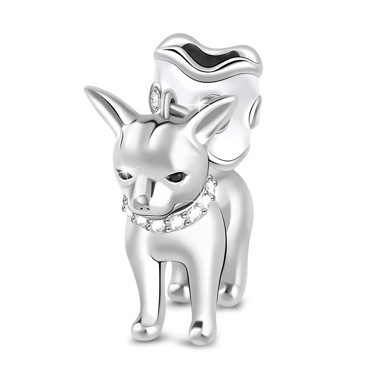 GNOCE "Love My Chihuahua Puppy Charm Pendant 925 Sterling Silver Dangle Charms Fit for Bracelet Necklace Dog Lovers