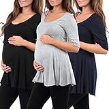 3 Pack Women's Draped Maternity Tunic by Mother Bee and Rags & Couture - Made in USA