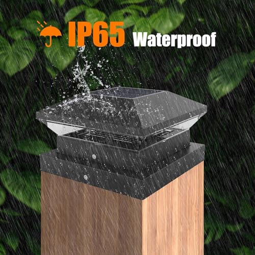 NATPOW Solar Post Lights Solar Post Cap Lights Outdoor, 2 Modes Fence Post Light Waterproof, Warm &Cool White Garden Lights for 4×4 5×5 inch Wood/Vinyl Posts Patio, Fence(4 Pack)