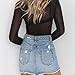 Women Sexy Clubwear Mesh Sheer See Through Long Sleeve Tops Shirts Blouse (Tag M -- US 6, Black)