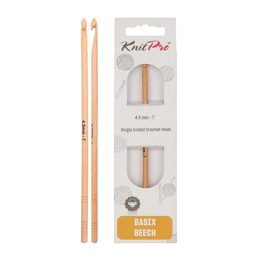 KnitPro Basix Beech Single Ended Crochet Hook | 4.50mm