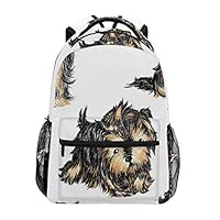 FAKAINU Hand Drawn Cute Yorkies Realistic Yorkshire Terrier Images Dog Love Cartoon,High-Capacity Personalized Backpack Shoulder Bag Daypack School Bag Bookbag Travel Bag 16"