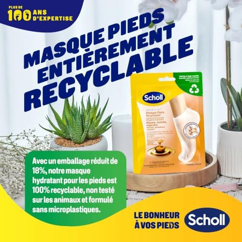 Dr. Scholl’s Masque Hydratant et Réparateur Intensif au Miel de Manuka pour les peaux sèches et fissurées Des Pieds Visiblement plus Lisses en Seulement 20 Minutes - Lot de 4 paires
