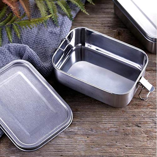 FOOLS ALIBAI Auslaufsichere Brotdose aus Edelstahl, Bento-Box, 800ml Steel Metal Lunch Box, Food Containers with Lock Clips & Removable Divider Lunchbox