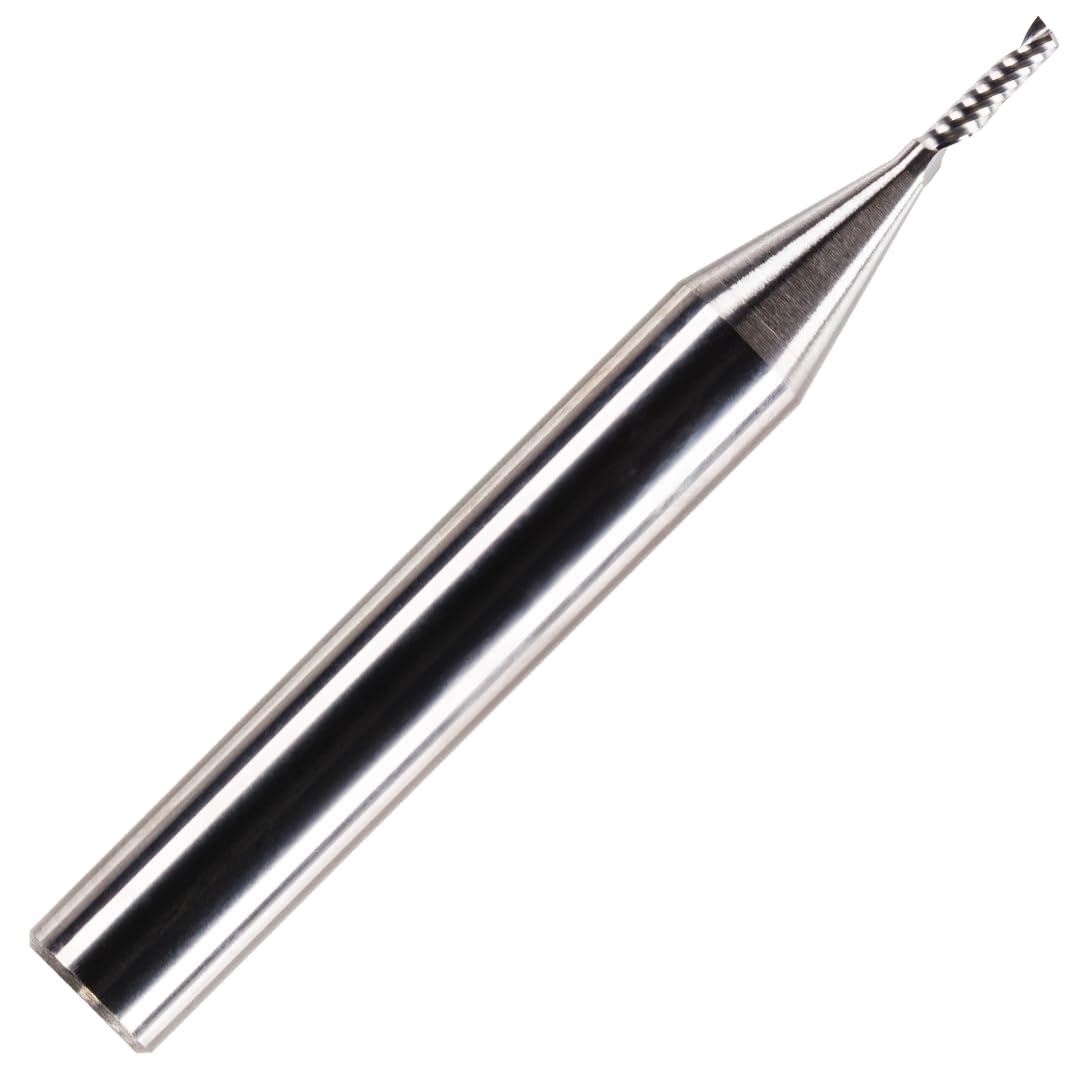 Rennie Tools 1.5mm x 6mm Flute x 1/4" Shank Solid Carbide Single Flute Spiral Router Cutter Bit End Mill for ACM, Aluminium, PVC, Acrylic and Hard Woods. 1.5mm Router Bit