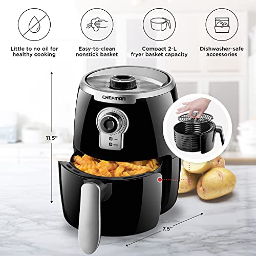 Chefman Small Compact Air Fryer Healthy Cooking, 2 Qt Nonstick, User