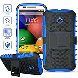 ElBolt Motorola E / Moto E 3 in 1 Bundle Armor Grenade Viewing Stand/Kickstand Hard Gel Case- Blue (Free Ultra-Sensitive Stylus Pen and Premium Screen Protector by ElBolt TM)