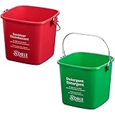 Noble Products KP97RDNBL/KP97GNNBL Square Pail for Cleaning, Detergent and Sanitizing, 3quart, Small, Red and Green, Set of 2