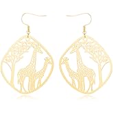 Giraffe Resting Under the Tree Drop Earring - Christmas Gift Jewelry